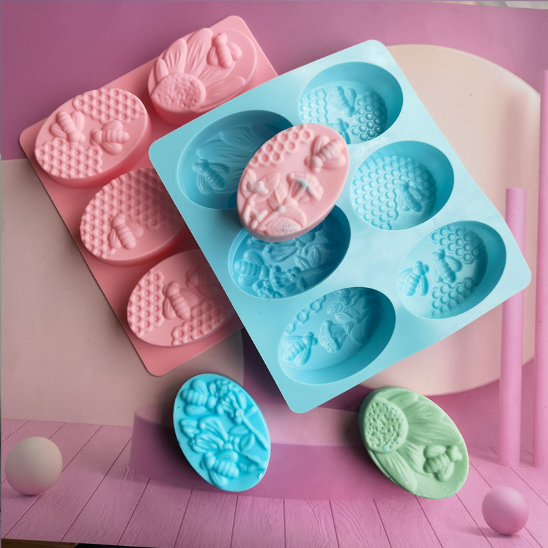 6 mesilasekujulist silikoonseebivormi, ovaalsed käsitsi valmistatud seebi silikoonvormid, lillede ja kärjekujulised isetehtud koogivormid, küpsetusvormid