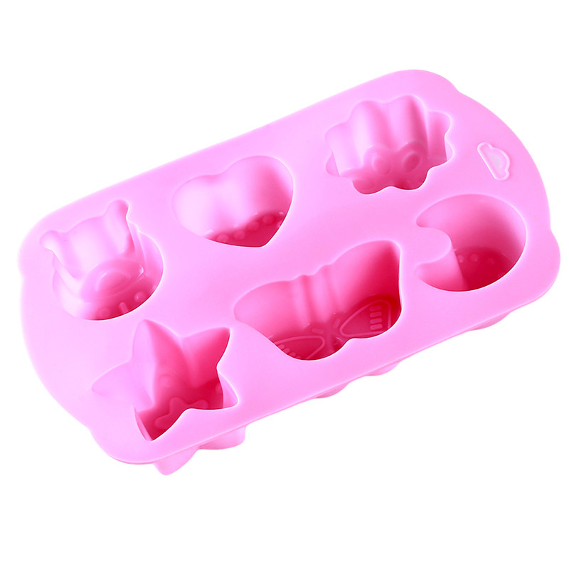 6 διαφορετικών σχημάτων DIY Χειροποίητη φόρμα σαπουνιού σιλικόνης Μπισκότο σοκολάτας Φοντάν κέικ Πρότυπο Εργαλείο φόρμας ψησίματος για κέικ