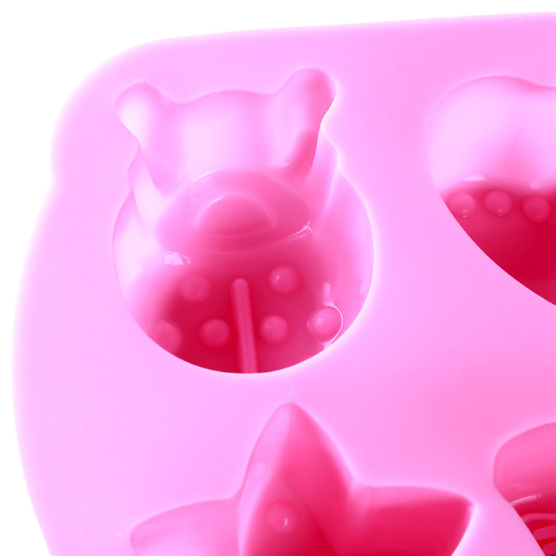 6 διαφορετικών σχημάτων DIY Χειροποίητη φόρμα σαπουνιού σιλικόνης Μπισκότο σοκολάτας Φοντάν κέικ Πρότυπο Εργαλείο φόρμας ψησίματος για κέικ