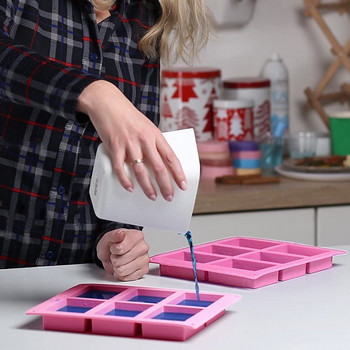 Καλούπια σαπουνιού σιλικόνης Κερί για την κατασκευή κεριών τετράγωνης μορφής 6 οπών Κέικ DIY Chocolate Arts Crafts Sewing Home Garden