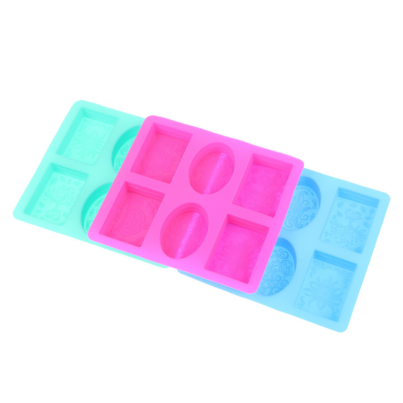 6 ertmių stačiakampio formos ovali silikoninė muilo forma Rankų darbo muilo gaminimo rankdarbiams pasidaryk pats kvapus muilas silikoninė forma