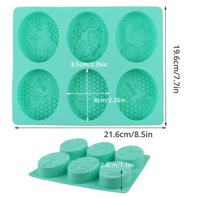 Νέο ορθογώνιο καλούπι σαπουνιού 6 κοιλοτήτων από σιλικόνη Craft DIY Κατασκευή σπιτικού καλουπιού για κέικ 3D Εργαλεία ψησίματος φόρμας φόρμας απλού σαπουνιού