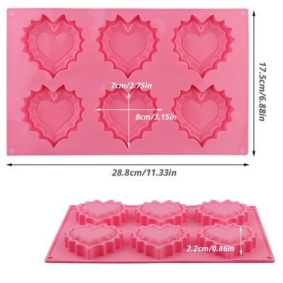 Νέο ορθογώνιο καλούπι σαπουνιού 6 κοιλοτήτων από σιλικόνη Craft DIY Κατασκευή σπιτικού καλουπιού για κέικ 3D Εργαλεία ψησίματος φόρμας φόρμας απλού σαπουνιού