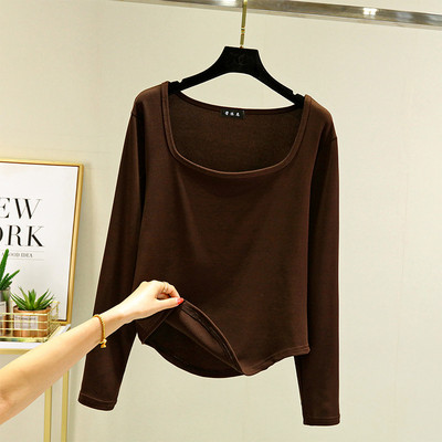 Bluză casual de damă cu mâneci lungi și decolteu pătrat