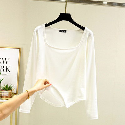 Bluză casual de damă cu mâneci lungi și decolteu pătrat