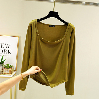 Bluză casual de damă cu mâneci lungi și decolteu pătrat