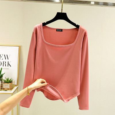 Bluză casual de damă cu mâneci lungi și decolteu pătrat