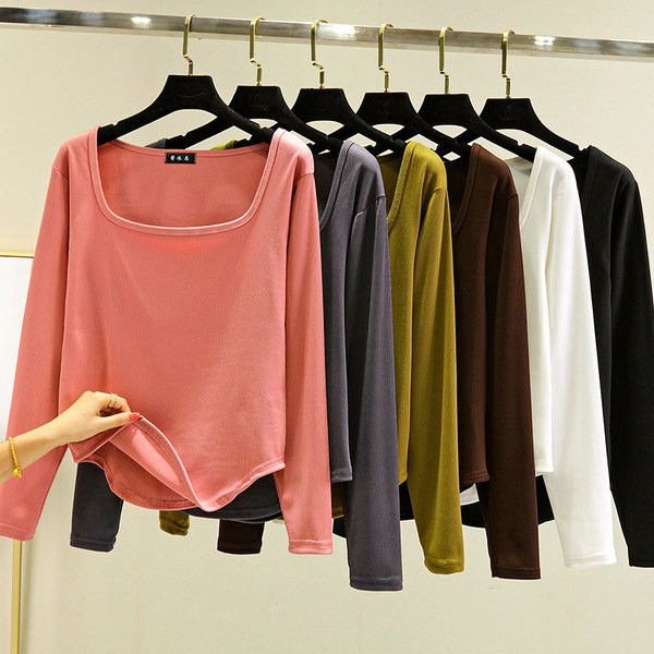 Bluză casual de damă cu mâneci lungi și decolteu pătrat