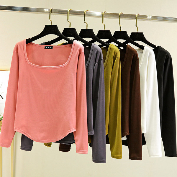 Bluză casual de damă cu mâneci lungi și decolteu pătrat