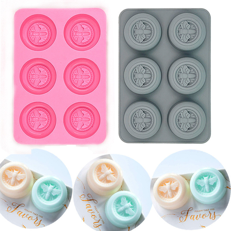 6 caurumi, apaļi bites raksti, silikona ziepju veidnes, aromātu ziepes, aromātiskas sveces, šokolādes putas, roku darbs