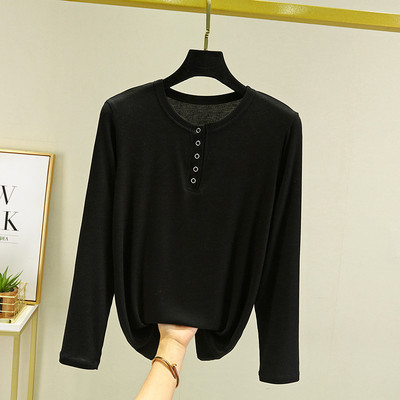 Bluză casual cu nasturi și decolteu oval