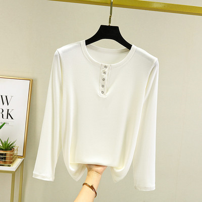 Bluză casual cu nasturi și decolteu oval