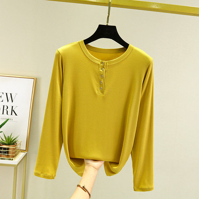 Bluză casual cu nasturi și decolteu oval