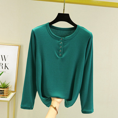 Bluză casual cu nasturi și decolteu oval