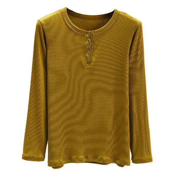 Bluză casual cu nasturi și decolteu oval