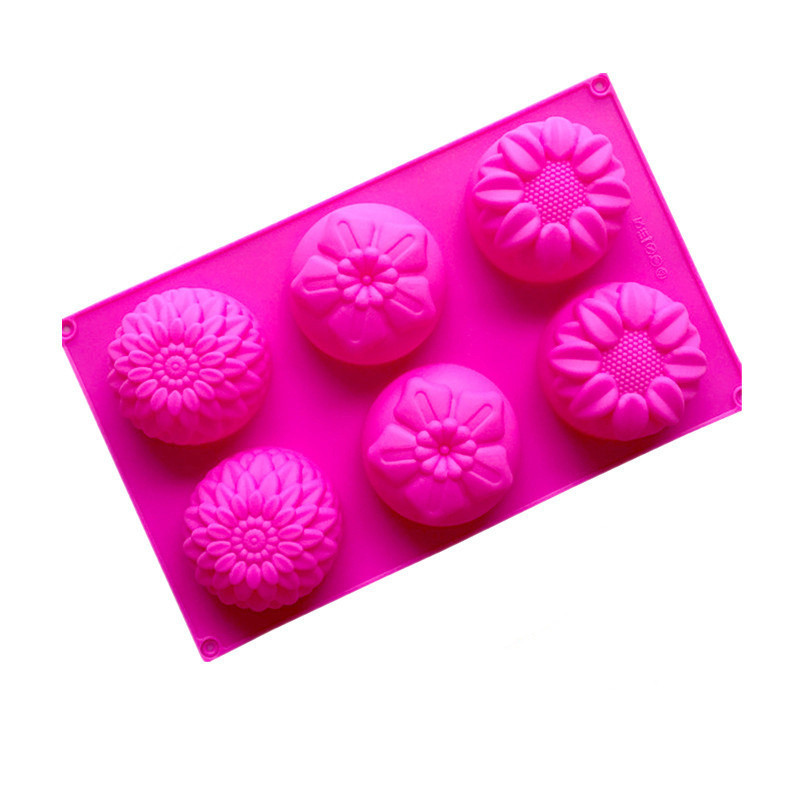 6 különböző virág és növény alakú szilikon csokoládé forma barkácsolás kézzel készített szappan napraforgó hold torta forma