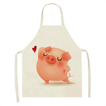 Παιδική λινή ποδιά Cartoon Suckling Pig Ποδιά κουζίνας Ανθεκτική ποδιά καθαρισμού Γυναικεία Αξεσουάρ Μαγειρικής Σπίτι Delantal