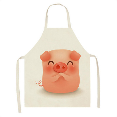 Παιδική λινή ποδιά Cartoon Suckling Pig Ποδιά κουζίνας Ανθεκτική ποδιά καθαρισμού Γυναικεία Αξεσουάρ Μαγειρικής Σπίτι Delantal