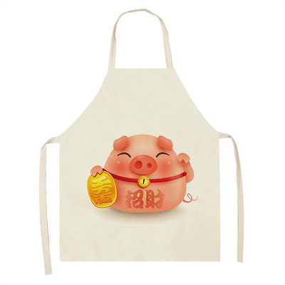 Παιδική λινή ποδιά Cartoon Suckling Pig Ποδιά κουζίνας Ανθεκτική ποδιά καθαρισμού Γυναικεία Αξεσουάρ Μαγειρικής Σπίτι Delantal