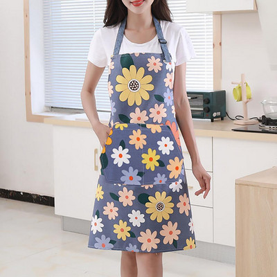 Kitchen Apron Oil Proof Anti-fouling Adjustable Nordic Style Adult Print Cooking Apron for Coffee Shop