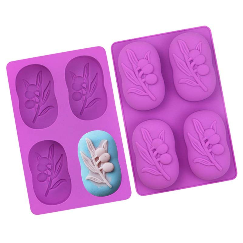 4 õõnsust ovaalne oliivipuu silikoonist seebivorm DIY seebi valmistamise komplektid käsitsi valmistatud kooki küünlavormi kingitused käsitöötarbed kodukaunistus