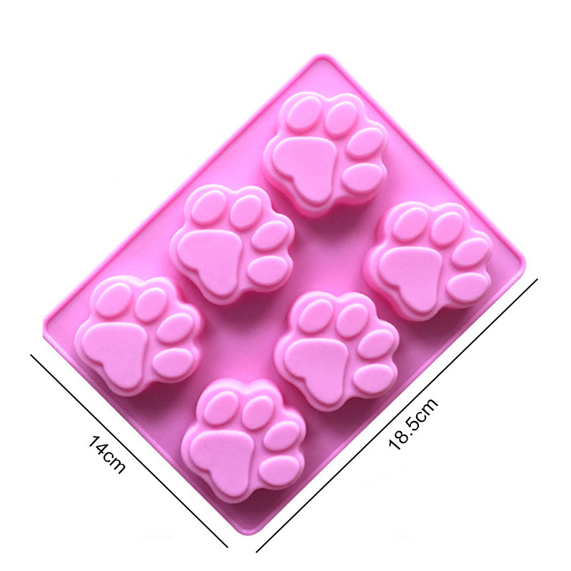 Instrumente de fabricare a săpunului manual, model picioare de pisică, prăjitură, ciocolată, silicon, formă non-toxică pentru săpun, 6 cavități, accesorii artizanale