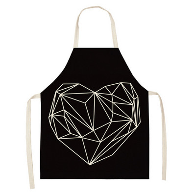 Șorțuri de bucătărie imprimate cu inimă de dragoste pentru femei Mr Mrs Bumbac lenjerie de acasă gătit coacere talie bavetă instrumente de curățare