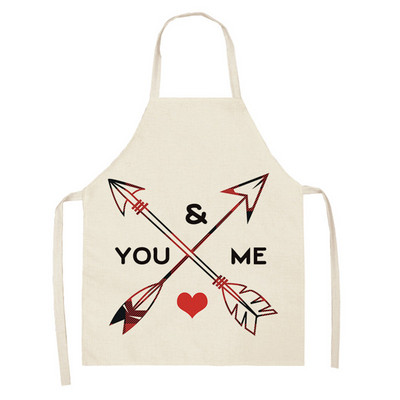 Șorțuri de bucătărie imprimate cu inimă de dragoste pentru femei Mr Mrs Bumbac lenjerie de acasă gătit coacere talie bavetă instrumente de curățare