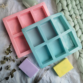 6 τετράγωνα καλούπια σιλικόνης κοιλότητας Σαπούνι DIY Χειροποίητη φόρμα σαπουνιού Χειροποίητο σοκολατένιο μπισκότο κέικ διακόσμηση για χειροτεχνία φόρμας ψησίματος