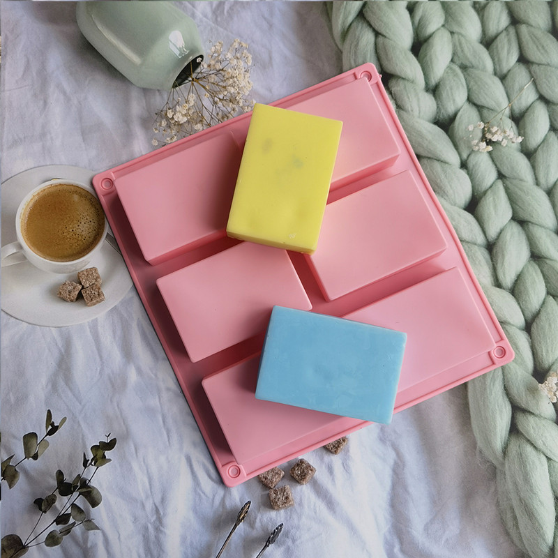 6 τετράγωνα καλούπια σιλικόνης κοιλότητας Σαπούνι DIY Χειροποίητη φόρμα σαπουνιού Χειροποίητο σοκολατένιο μπισκότο κέικ διακόσμηση για χειροτεχνία φόρμας ψησίματος