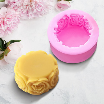3D кръгла форма на розови цветя Силиконова форма за сапун Направи си сам ръчно изработени форми за сапун Изработване на сапун Форми за свещи за торта Фондан Декорация на занаяти