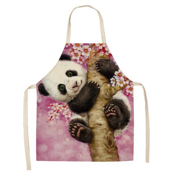 Panda μοτίβο ποδιά κουζίνας ποδιές γυναικείες αμάνικές λινές ποδιές για το σπίτι Αξεσουάρ μαγειρικής Σαλιάρες ψησίματος Εργαλεία καθαρισμού Mandil