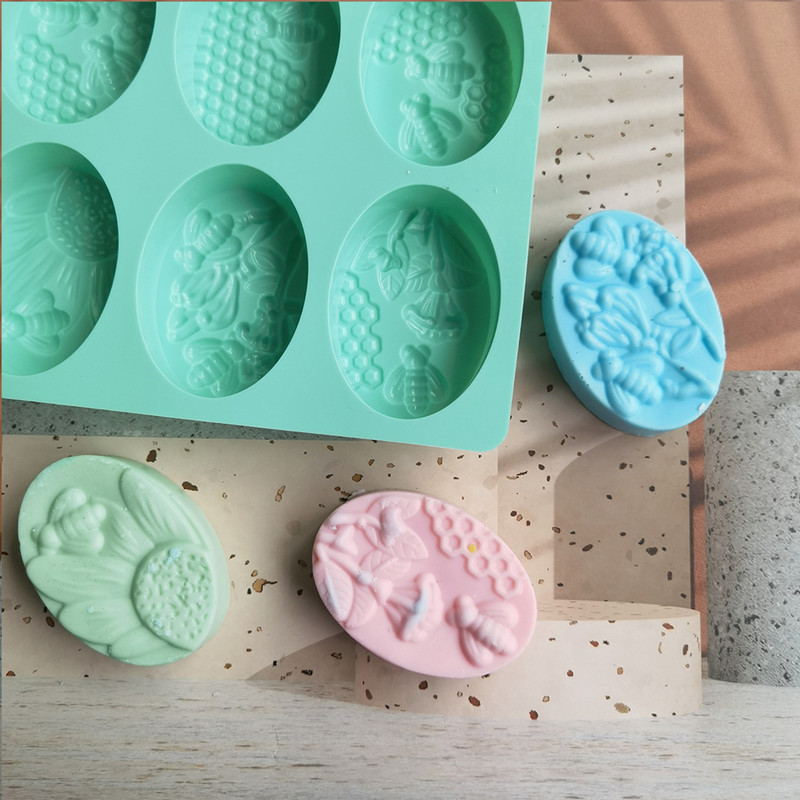 Καλούπια σαπουνιού σιλικόνης σε σχήμα μέλισσας Οβάλ χειροποίητο σαπούνι Φόρμα σιλικόνης Λουλούδια και φόρμες κέικ σε σχήμα κηρήθρας Φόρμες ψησίματος