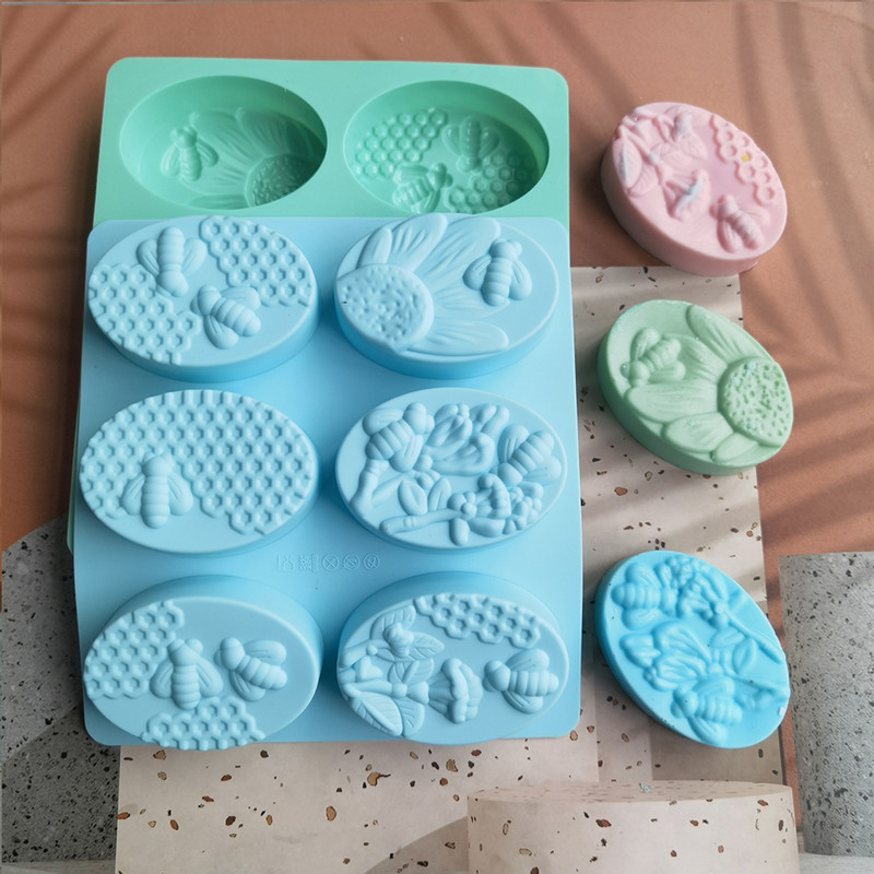 Καλούπια σαπουνιού σιλικόνης σε σχήμα μέλισσας Οβάλ χειροποίητο σαπούνι Φόρμα σιλικόνης Λουλούδια και φόρμες κέικ σε σχήμα κηρήθρας Φόρμες ψησίματος