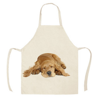 Ποδιά κουζίνας 1 τεμ. Σκίτσο που φοράει πατημασιά Pet Dog Cat Αμάνικα Βαμβακερές ποδιές από λινό για άνδρες Γυναικεία Εργαλεία καθαρισμού σπιτιού WQ456