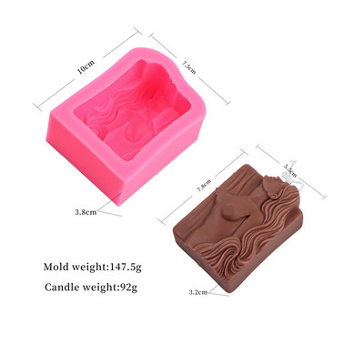 Seksīga dāma Silikona ziepju veidne Sieviešu kailai ķermeņa vaska ģipša sveķu māla mugura sieviete