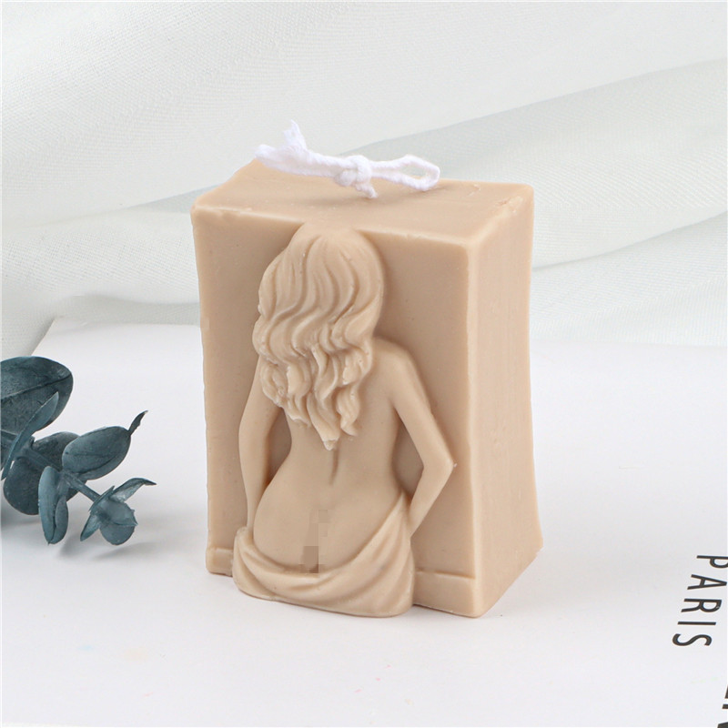 Seksīga dāma Silikona ziepju veidne Sieviešu kailai ķermeņa vaska ģipša sveķu māla mugura sieviete