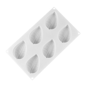 3D форма за сапун с форма на листа с 6 кухини Силиконови форми за приготвяне на сапун Декорация на торти от смола, глина, форма за фондан, торта, пудинг, форма за бонбони