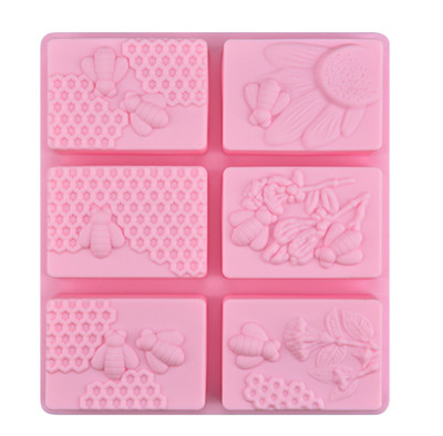 SJ 1buc Mold pentru săpun din silicon Honey Bee diy Artizanat manual 3d Mold pentru săpun silicon oval dreptunghiular 6 forme Forme pentru săpun pentru fabricarea săpunului