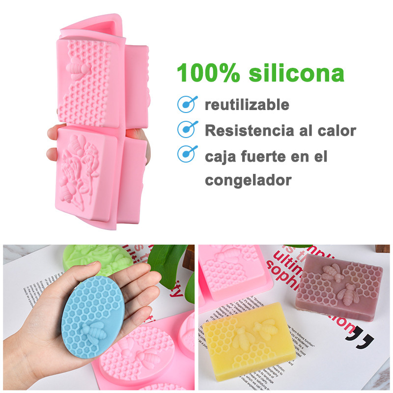 SJ 1buc Mold pentru săpun din silicon Honey Bee diy Artizanat manual 3d Mold pentru săpun silicon oval dreptunghiular 6 forme Forme pentru săpun pentru fabricarea săpunului