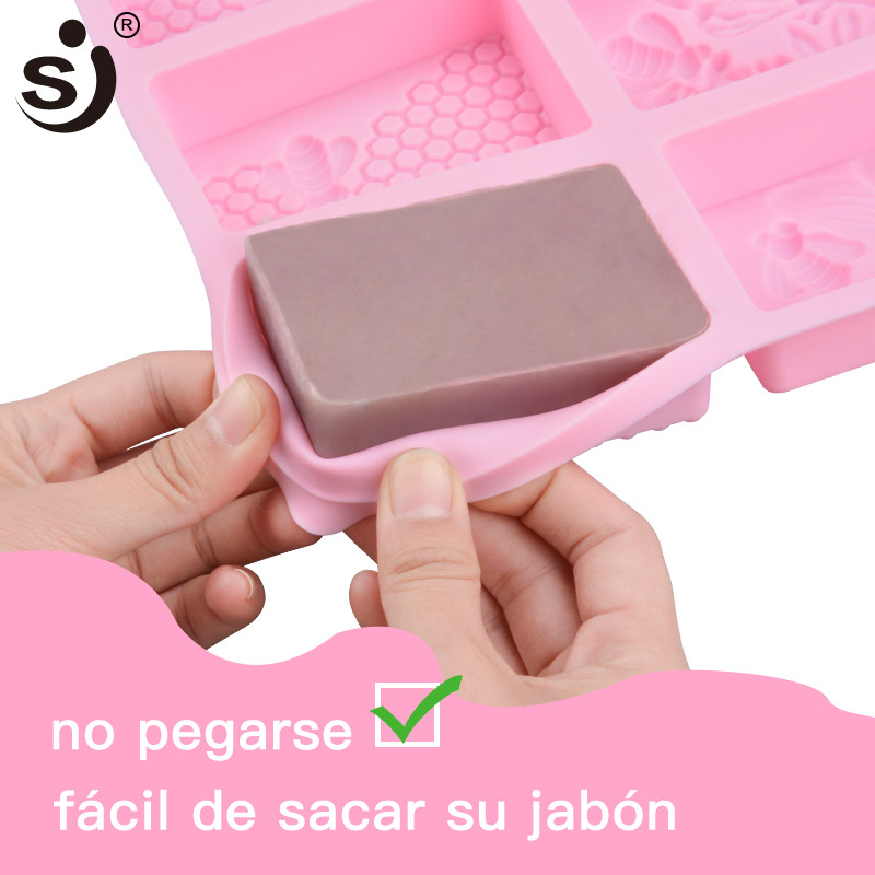 SJ 1buc Mold pentru săpun din silicon Honey Bee diy Artizanat manual 3d Mold pentru săpun silicon oval dreptunghiular 6 forme Forme pentru săpun pentru fabricarea săpunului