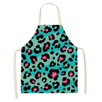 Sorțuri fără mâneci cu flori cu imprimeu leopard, femei, bumbac, lenjerie, gătit acasă, coacere, talie, bavetă Delantal Mandil