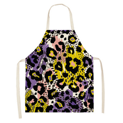 Sorțuri fără mâneci cu flori cu imprimeu leopard, femei, bumbac, lenjerie, gătit acasă, coacere, talie, bavetă Delantal Mandil