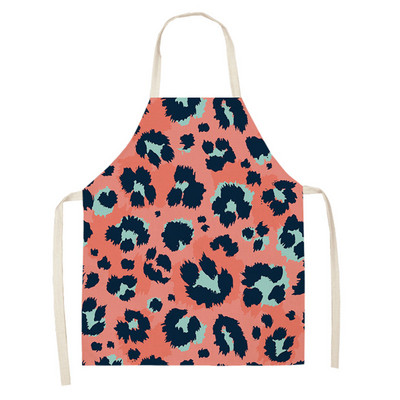 Sorțuri fără mâneci cu flori cu imprimeu leopard, femei, bumbac, lenjerie, gătit acasă, coacere, talie, bavetă Delantal Mandil