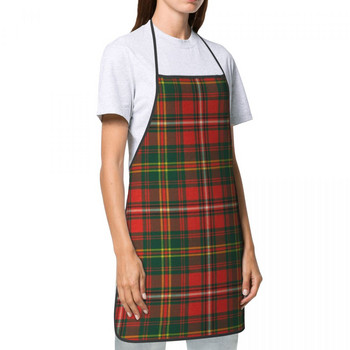 Забавно червено карирано шотландска тартанова престилка за жени, мъже, унисекс, кухня, готвач, таблиер, кухня за готвене, печене, рисуване
