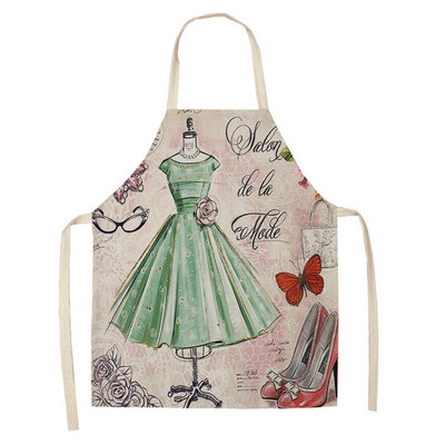 Vintage kott Kleit Kingad Köögipõlled naistele Puuvill Linane Kodu Toiduvalmistamine Küpsetamine Talje rinnatükk Pinafore puhastusvahendid