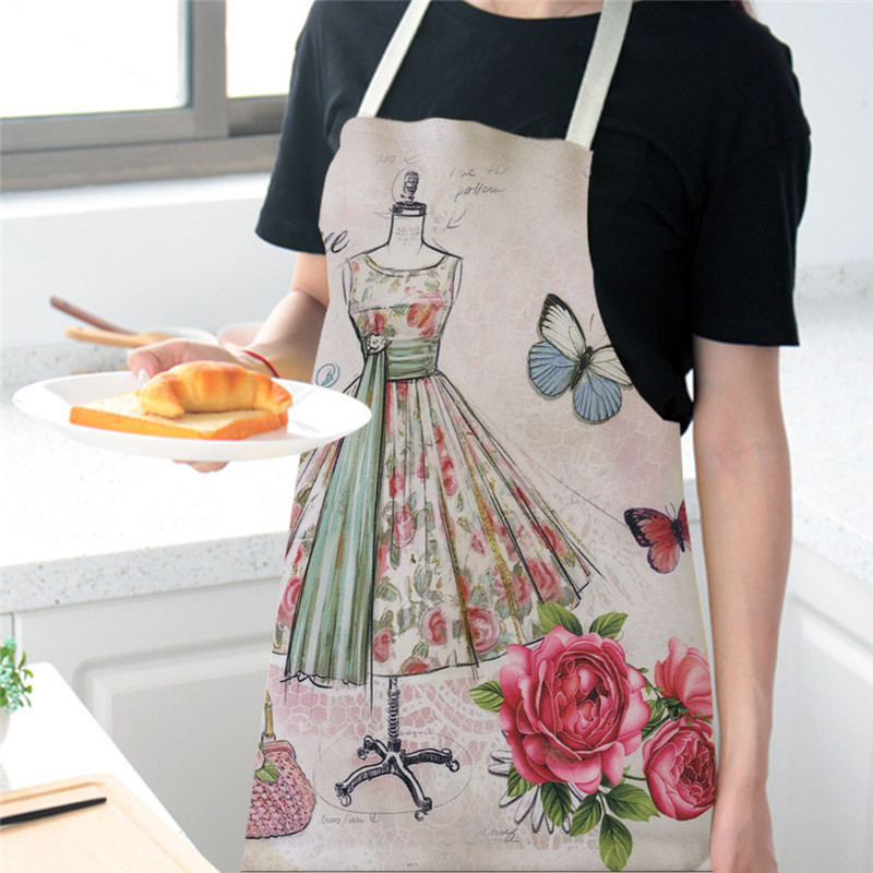Vintage kott Kleit Kingad Köögipõlled naistele Puuvill Linane Kodu Toiduvalmistamine Küpsetamine Talje rinnatükk Pinafore puhastusvahendid