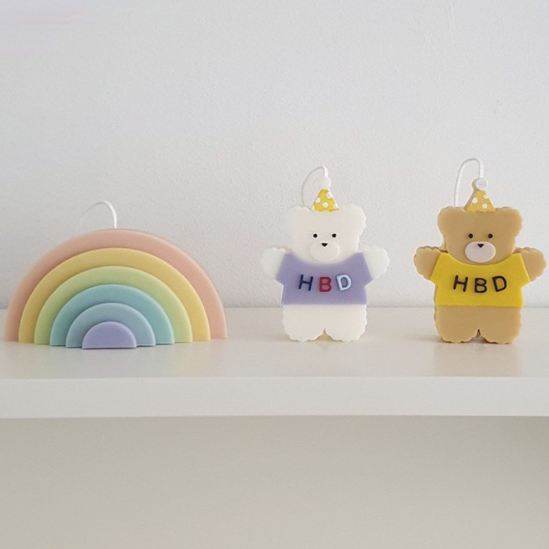 Χρόνια πολλά Bear Candy Calle Cake DIY Κερί Γύψος σιλικόνης Φόρμα κεριών Διακοσμητικό Κιτ Κεριού Φόρμα σαπουνιού