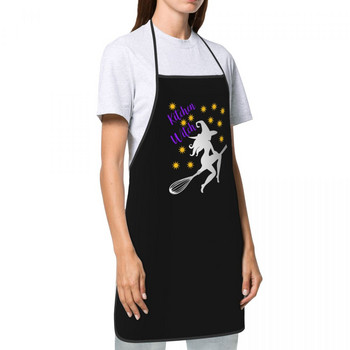 Αστεία μάγισσα Κουζίνας που καβαλάει ποδιές με σαλιάρα με χτυπητήρι Γυναικείες άντρες Unisex σεφ κουζίνας Tablier Κουζίνα για μαγείρεμα Ψήσιμο Κηπουρική