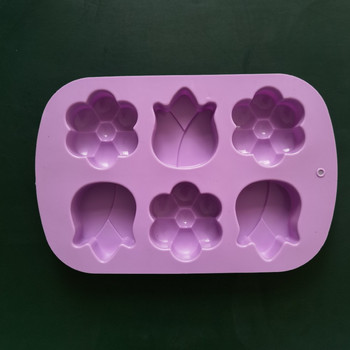 6 Τρύπες Tulips Flower Sap Soap Mold DIY Χειροποίητο Σαπούνι Καλούπι σιλικόνης για Σαπουνοποιία Φοντάν Εργαλεία Φόρμα για κέικ Προμήθειες παρασκευής σαπουνιού